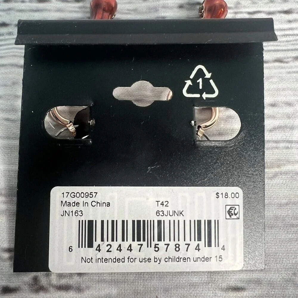 Napier Earrings Cola Bottle Soda Bottle Coke Style‎ Hoop Earring Dangle NEW